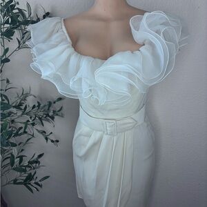 Elegant White Ruffled Dress